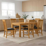 Dining Set 7 pcs Black Solid Oak Wood 3430376