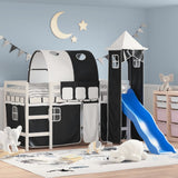 ZNTS Kids' Loft Bed with Tower without Mattress White&Black 90x200cm 3207102