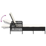 Sun Lounger Reclining 3 pcs Black and Cream White Poly Rattan 365432