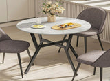 Dining Table, Round Kitchen Table with Black Legs, Anti-slip Foot Pads for Living Room, Dining Room T3398P423529