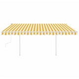 ZNTS Manual Retractable Awning with LED 4.5x3 m Yellow and White 3069963