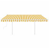 Manual Retractable Awning with LED 4.5x3 m Yellow and White 3069963