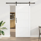 Sliding Door White and Black 93 x 211 cm Solid Pine Wood 3333181