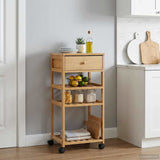 Kitchen Trolley with Wheels Natural 37 x 36 x 80 cm Bamboo 42028294