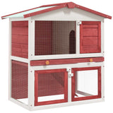 Outdoor Rabbit Hutch 3 Doors Red Wood 170839