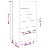 Sideboard with 6 Drawers Artisan Oak 50x34x96 cm Engineered Wood 855891