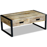 Coffee Table with 2 Drawers Solid Mango Wood 100x60x40 cm 243297