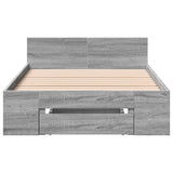 Bed Frame with Drawer without Mattress Grey Sonoma 100x200 cm 3280795