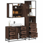 ZNTS 3 Piece Bathroom Furniture Set Brown Oak Engineered Wood 3301144