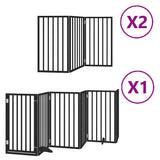 Dog Gate with Door Foldable 12 Panels Black 600 cm Poplar Wood 3155545