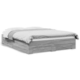 Bed Frame with Drawers without Mattress Grey Sonoma 140x200 cm 3280389