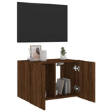 TV Wall Cabinet with LED Lights Brown Oak 60x35x41 cm 837314
