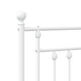 Bed Frame White Powder-Coated Steel Single Bed Frame 353580