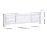 MDF Extendable Radiator Cover Cabinet Shelving Home Office Slatted Design White 139-208.5L x 20.5W x T3398P343152