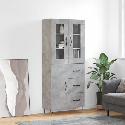 Highboard Concrete Grey 69.5x34x180 cm Engineered Wood 3198501