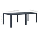 Garden Table Anthracite 220x90x72 cm Plastic Rattan Look 45608