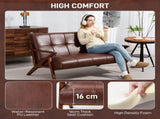 Compact 2 Seater Sofa, Vintage Tufted Loveseat Sofa with Solid Wood Legs, PU Leather Small Couch T3398P377884
