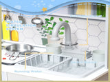 Pretend Play Toy Kitchen, Kids Kitchen Playset w/ Sounds, Lights, Running Water, Coffee Maker, T3398P422354