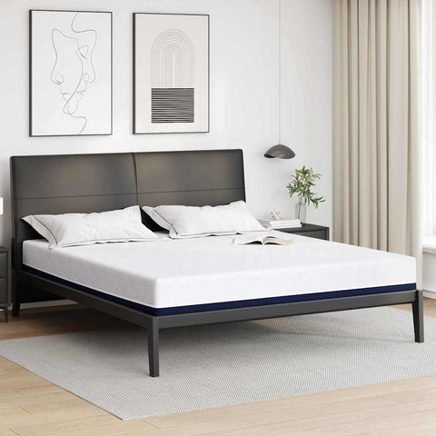 Mattress White and Blue 200 x 200 cm Gel Memory Foam 4106345