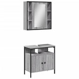 2 Piece Bathroom Furniture Set Grey Sonoma Engineered Wood 3214718