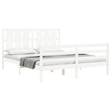 Bed Frame without Mattress White King Size Solid Wood 3194122