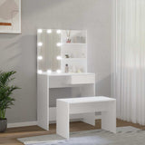 Dressing Table Set with LED White Engineered Wood 3114107