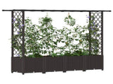 Raised Bed with Trellis and Roof Brown 203 x 40 x 138 cm PP 42032520