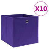 Storage Boxes 10 pcs Non-woven Fabric 28x28x28 cm Purple 325213