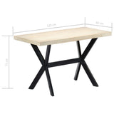 Dining Table White and black Solid mango wood, steel 120x60x75 cm 247442