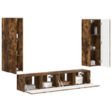 TV Cabinet Set Wall-mounted 4 pcs Smoked Oak Engineered Wood 3409038