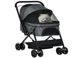 Foldable Pet Stroller, Dog Jogger with Reversible Handle, EVA Wheel, Brake, Basket, Adjustable T3398P349571