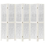 Room Divider 6 Panels White Solid Wood Paulownia 358682
