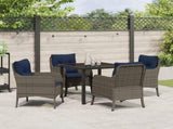 Garden Dining Set with Cushion 5 pcs Grey Poly Rattan 3380191