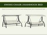 3 Seater Canopy Swing Chair, 2 in 1 Garden Swing Seat Bed, with Adjustable Canopy and Metal Frame, T3398P328429