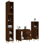 ZNTS 3 Piece Bathroom Cabinet Set Brown Oak Engineered Wood 3185542