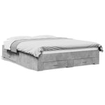 ZNTS Bed Frame with Drawers without Mattress Concrete Grey 140x200 cm 3280387