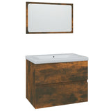 Bathroom Furniture Set Smoked Oak Engineered Wood 3152873