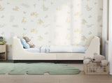 Toddler Bed Frame with Headboard Cream 70 x 140 cm Sheep Fabric 42010844