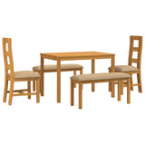 Dining Set 5 pcs Beige Solid Oak Wood 3430288