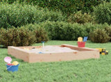 Sandbox with Seats Square Solid Wood Pine 825030