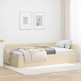 Corner Bed Frame with Headboard Cream 80 cm x 200 cm Velvet 42016033
