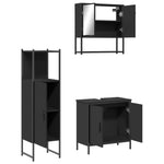 ZNTS 3 Piece Bathroom Furniture Set Black Engineered Wood 3214700