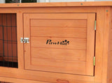 Two-Tier Antiseptic Wood Rabbit Hutch, 102cm Guinea Pig Hutch with Run - Orange T3398P554259