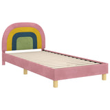 Children's Bed Frame with Headboard Pink 90 x 190 cm Velvet 42011011