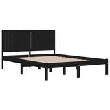 Bed Frame without Mattress Black 200x200 cm Solid Wood Pine 3104437