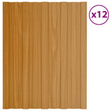 Roof Panels 12 pcs Galvanised Steel Light Wood 60x45 cm 317195