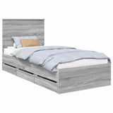 Bed Frame with Drawer Grey Sonoma 90 x 190 cm Engineer Wood 3409501