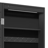 Mirror Jewellery Cabinet with LED Lights Wall Mounted Black 353236