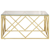 Coffee Table Gold Stainless Steel and Tempered Glass 349978
