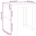 ZNTS Bar Table White 102x70x103.5 cm Engineered Wood 3309321